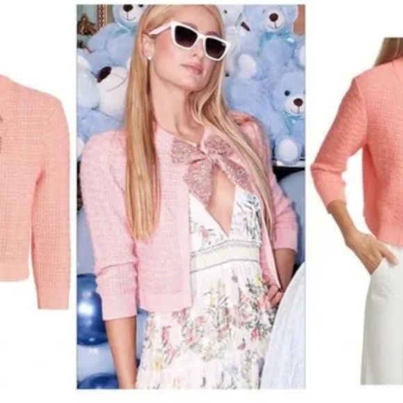 knit peach bow shrug sweater - Picture 11 of 12